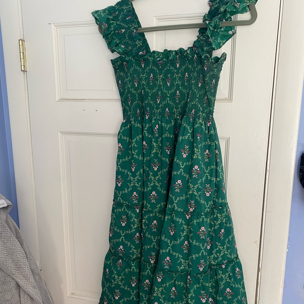 Ellie Nap dress in Green Trellis